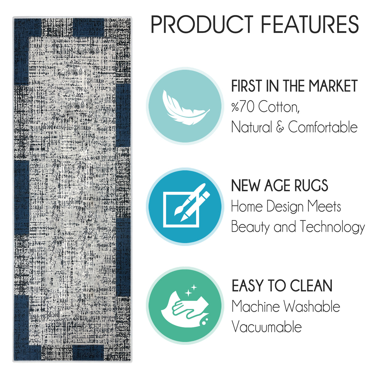 Sussexhome Non-skid Ultra-thin Area Rugs For Laundry Room