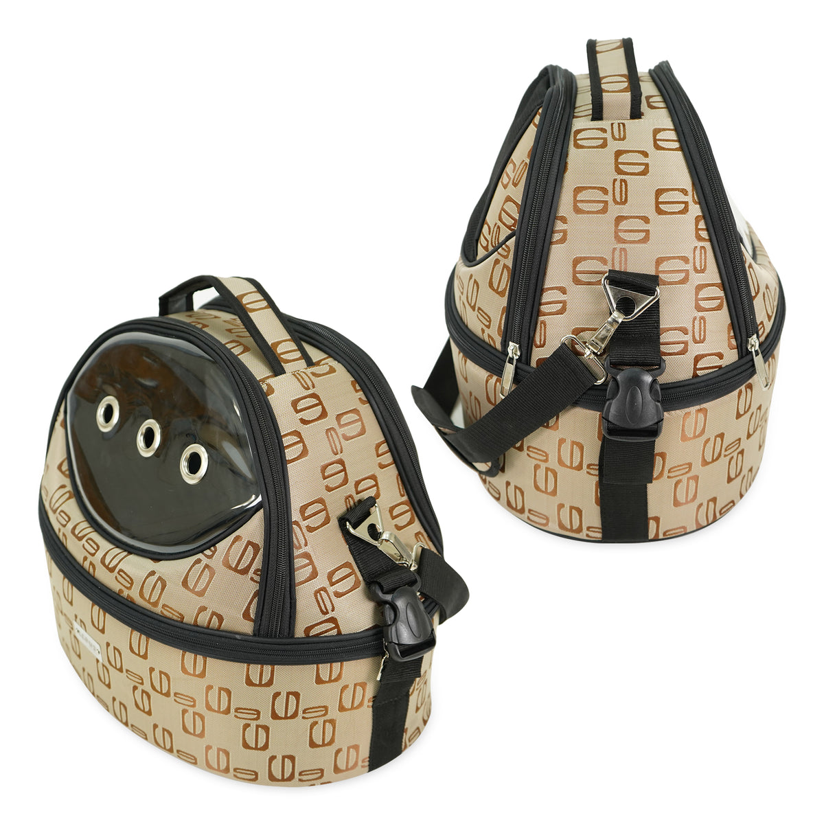 Sussexhome Small Dogs and Cats Faux Alligator Leather Travel Tote Pet Carrier Color: Beige DFFLCR-BE