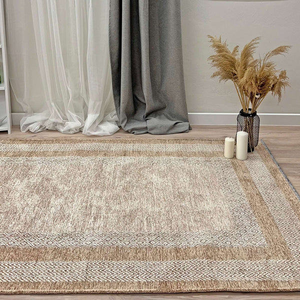 Alfa Rich Beige Cream Washable Area Rugs for Living Room Bedroom Kitchen Dining Cotton Rug