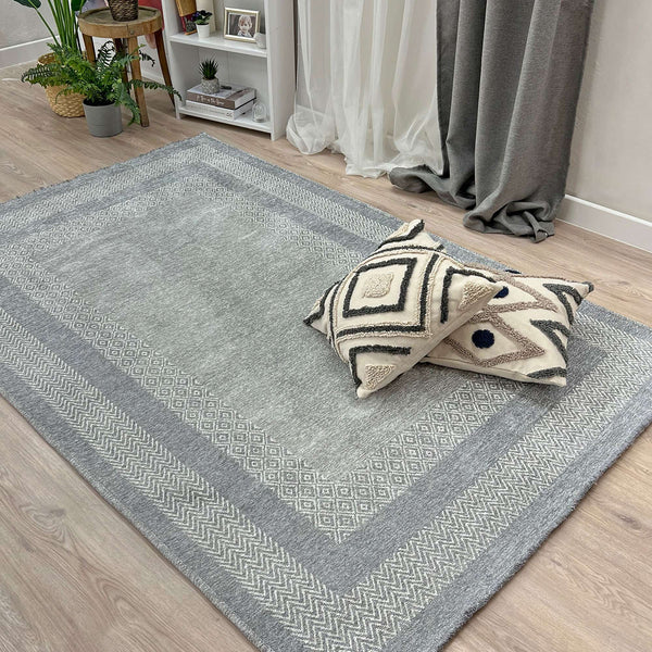 Alfa Rich Light Gray Area Rugs for Living Room Bedroom Decor Cotton Washable Pet Friendly