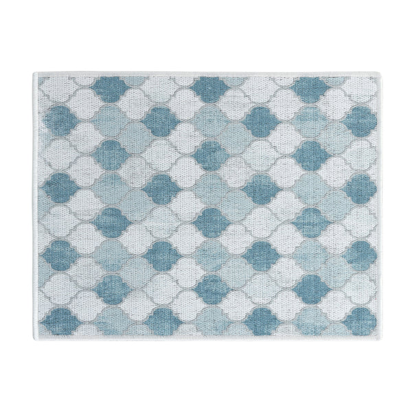 Moroccan Pattern Large Dish Drying Mat for Kitchen Counter |24 x 18 x 0.25 Inches | Gray&Blue