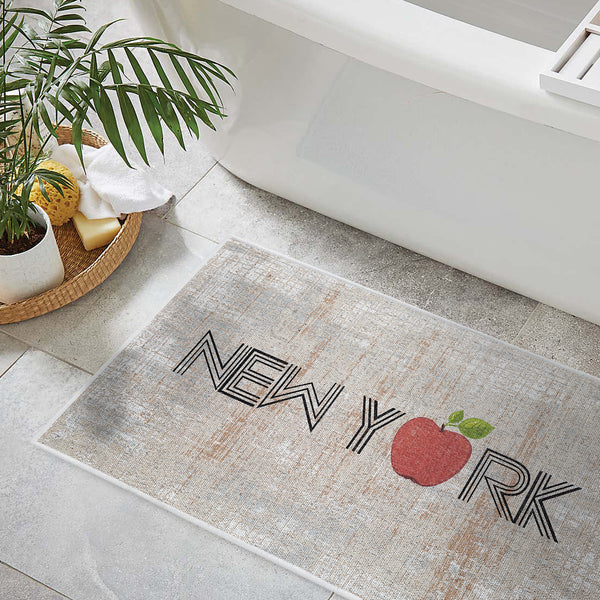 US States New York Design 3 Piece Bathroom Rugs Set | Multicolor