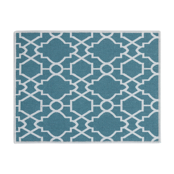 Geometric Graffic Pattern Large Dish Drying Mat for Kitchen Counter |24 x 18 x 0.25 Inches | Teal