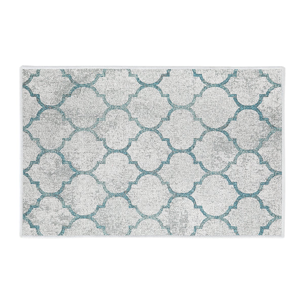 Geometric Design Multipurpose Floor Mat | 20"x31" | Gray&Teal