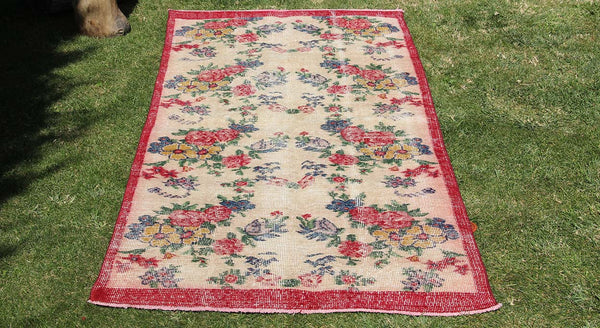 Vintage Handmade Unique Rug  3'2'' X 6'6''