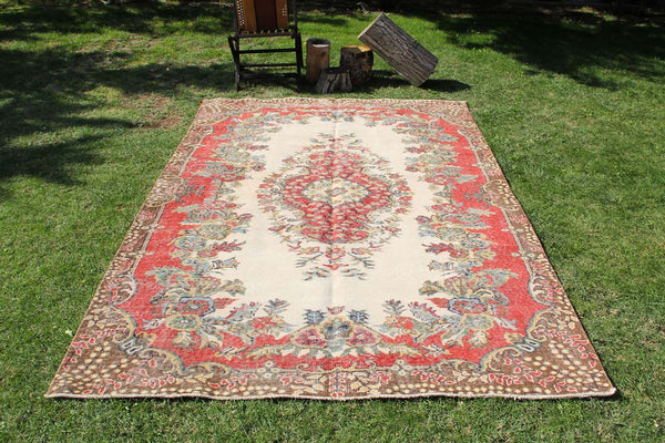 Vintage Handmade Unique Rug  5'10'' X 9'6''