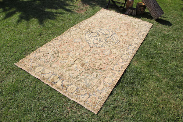 Vintage Carved Handmade Unique Rug  4'5'' X 8'7''