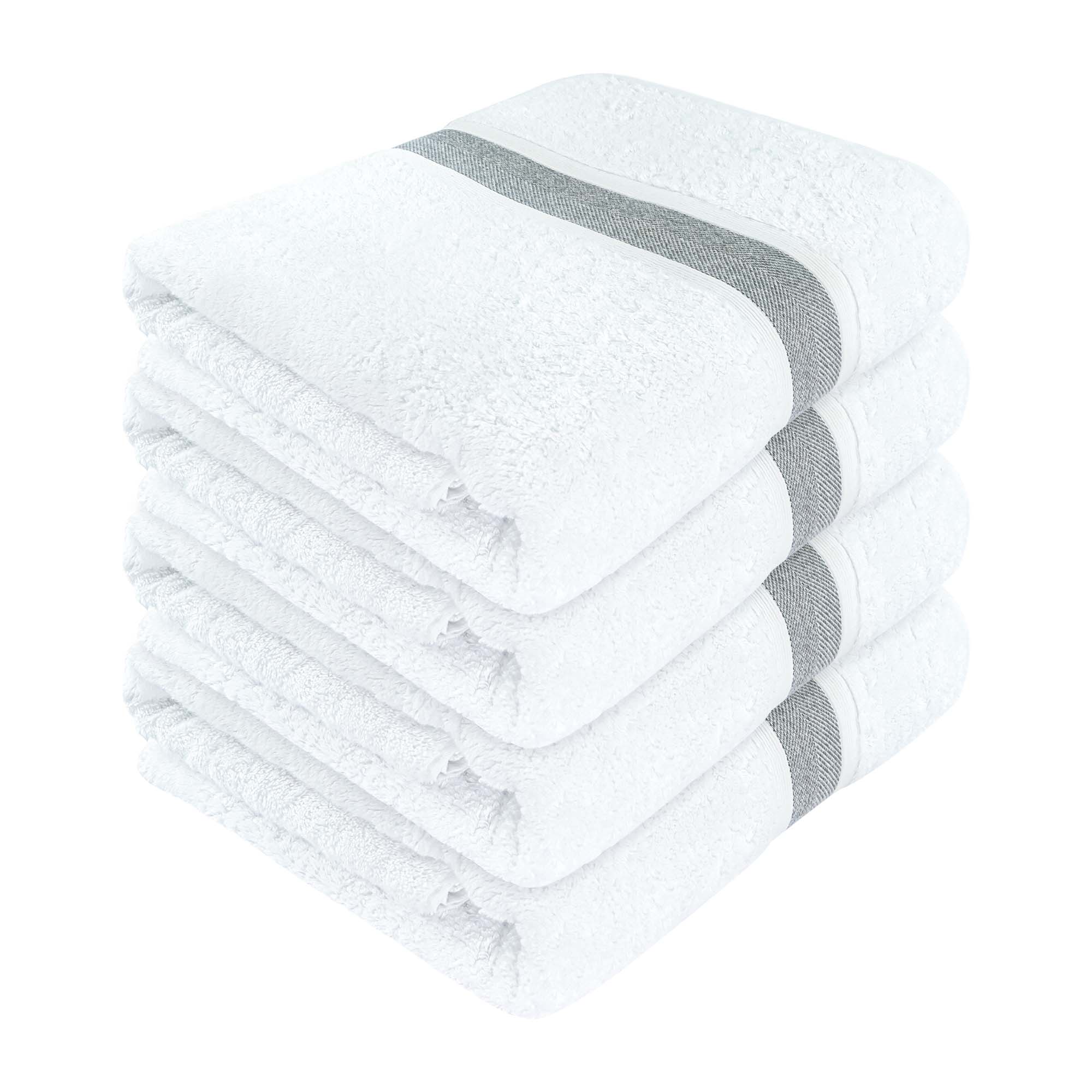 SussexHome Hotel-Quality 4 x Large Bath Towels - Ultra-Absorbent 100%  Natural Cotton Bath Sheet Towels for Bathroom - 35 x 67 Inches Bordered  Design Plush Thick Luxury Bath Towels 