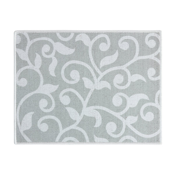 Floral Pattern Large Dish Drying Mat for Kitchen Counter |24 x 18 x 0.25 Inches | Gray