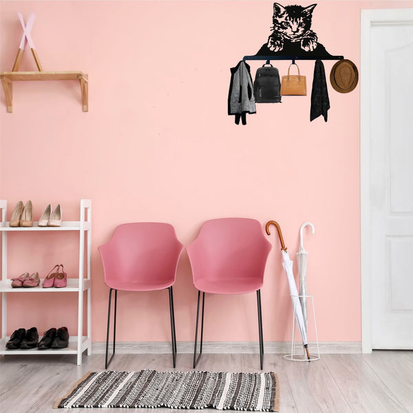 Cat Metal Coat Rack, Wall Mount Hanger