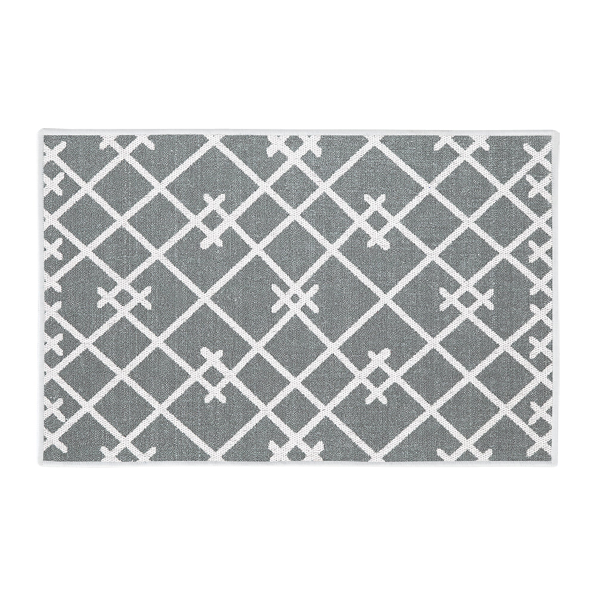 Sussexhome Non-Skid Thin Area Rugs for Laundry Room, Entryway, Bathroom and Kitchen - 20 x 31 Inches Floor Mat - Geometric-Gray2