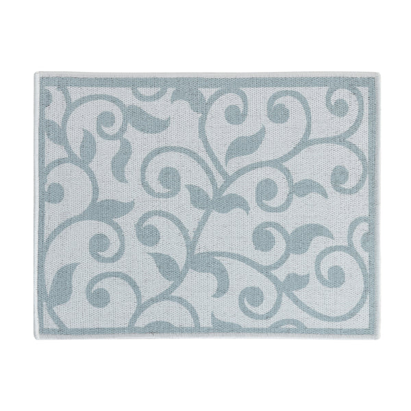 Floral Pattern Large Dish Drying Mat for Kitchen Counter |24 x 18 x 0.25 Inches | Gray & Teal