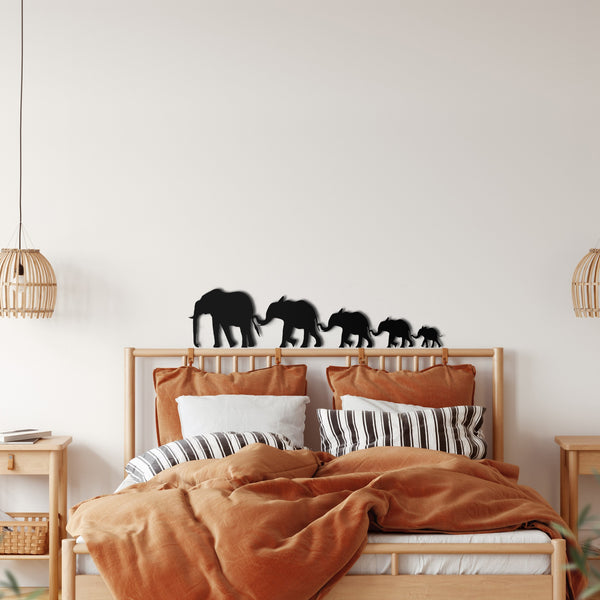 Big Elephant Family Metal Wall Art