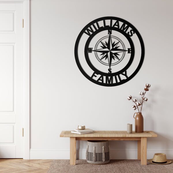 Compass Monogram Metal Wall Art