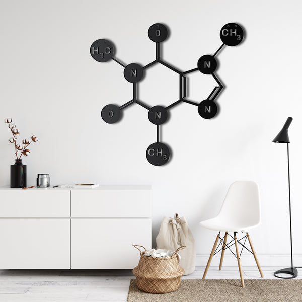 Caffeine Molecule Metal Wall Art