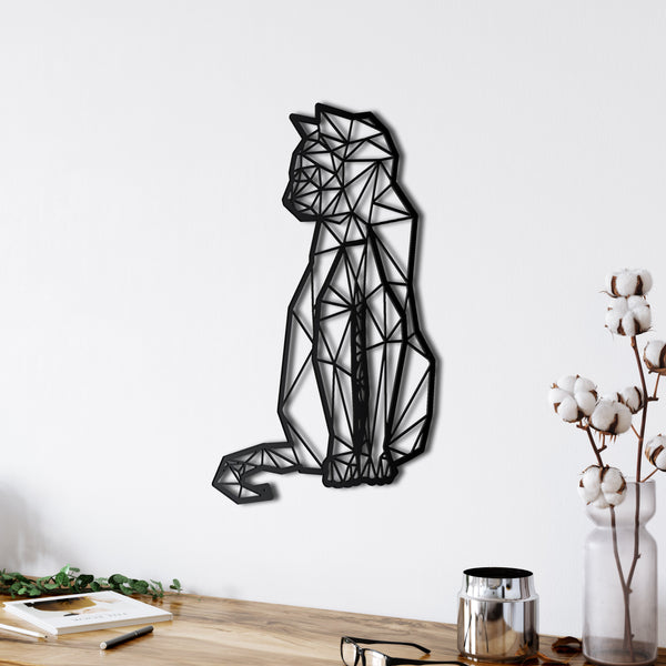 Geometric Cat Metal Wall Art