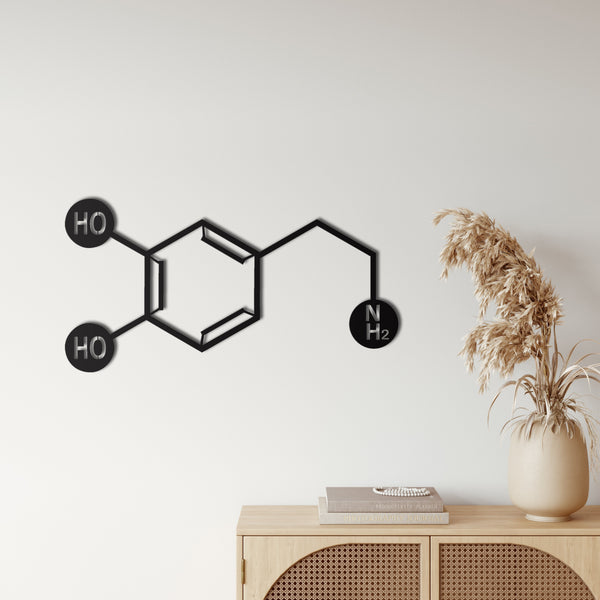 Dopamine Molecule Metal Wall Art