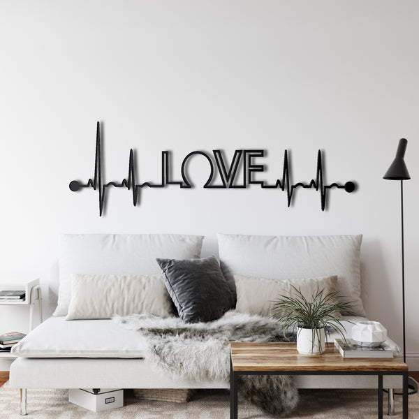 Ekg Love Metal Wall Art