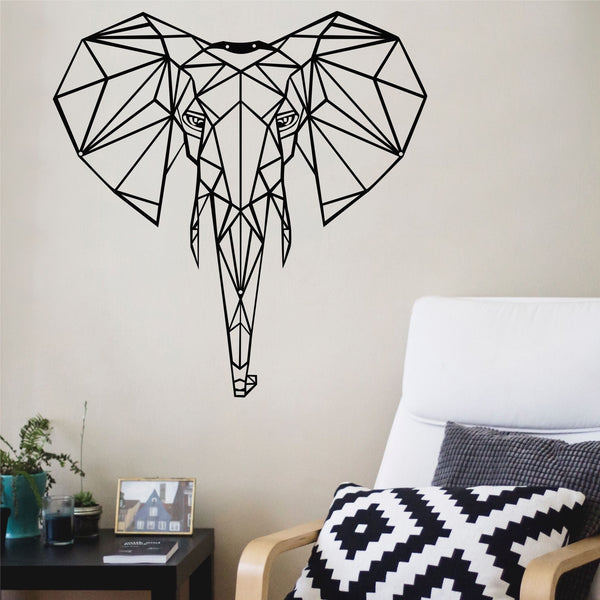 Geometric Elephant Head Metal Wall Art