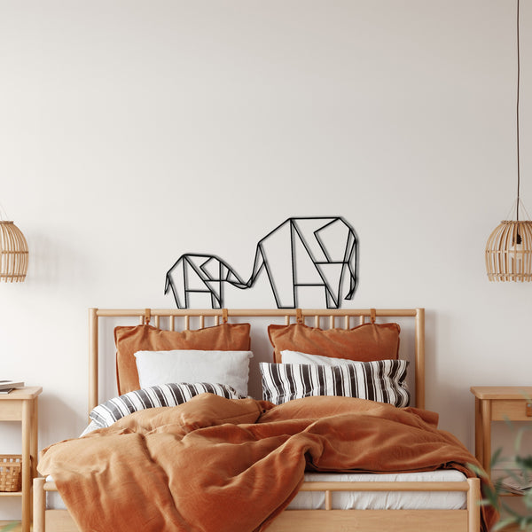 Geometric Elephant Family Metal Wall Art