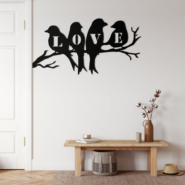 Birds on Branch Metal Wall Art