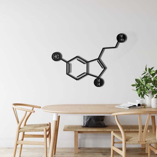 Serotonin Molecule Metal Wall Art