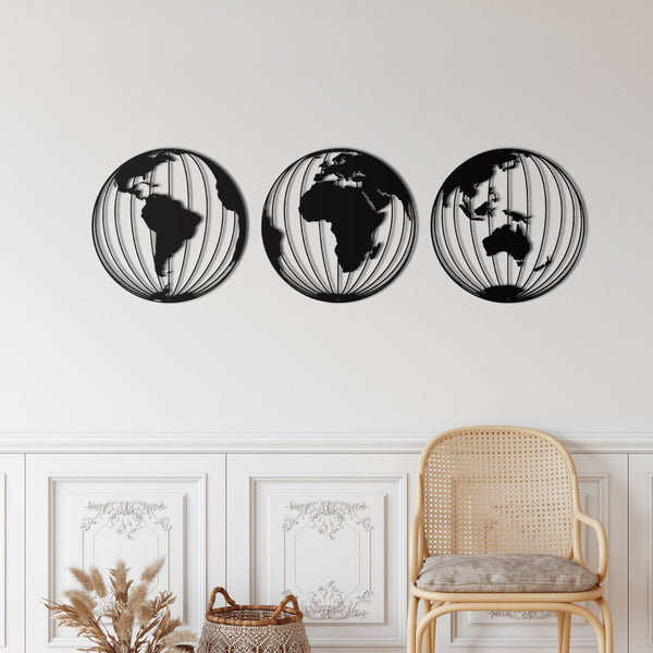 World Map Metal Wall Art