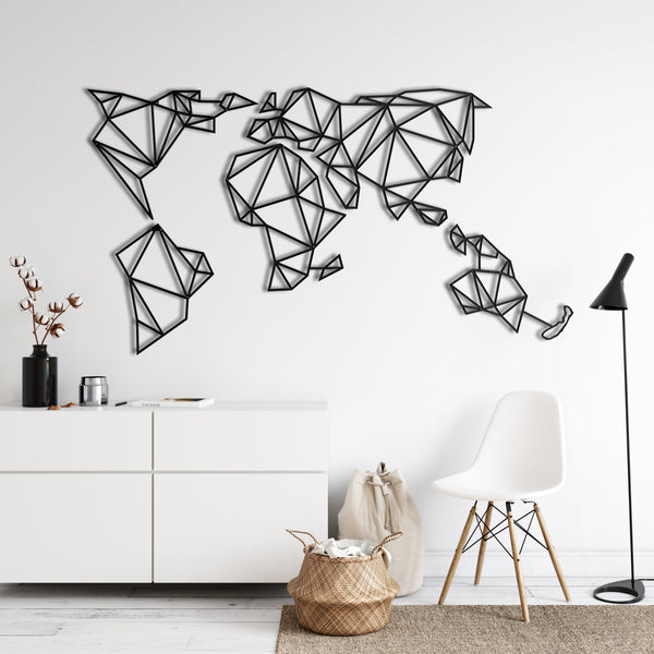 Geometric World Map Metal Wall Art