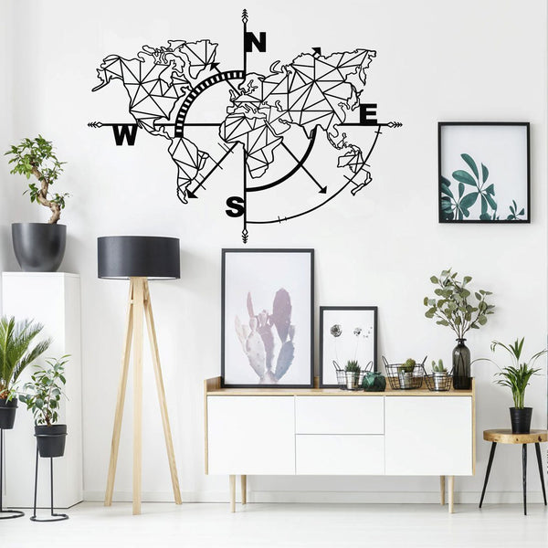 Geometric World Map Metal Wall Art