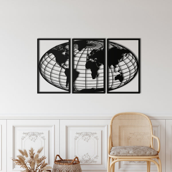 World Map Globe Metal Wall Art