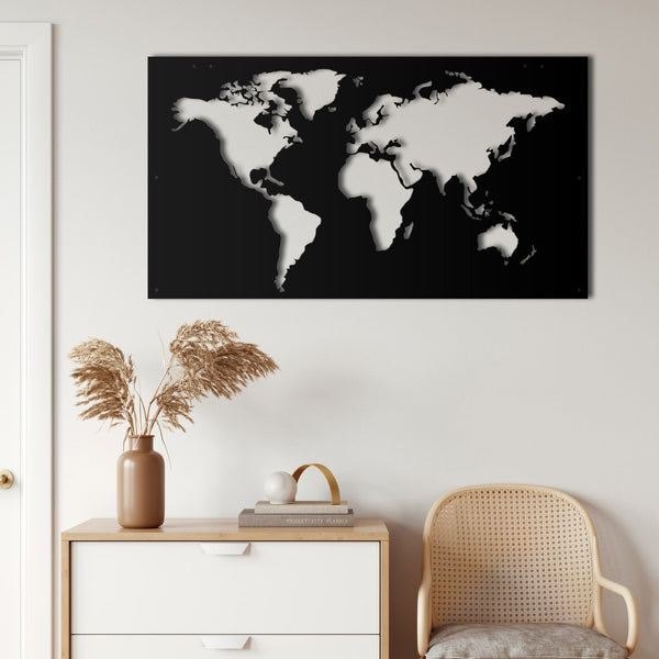 World Map Metal Wall Art