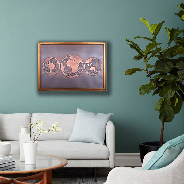 Three Globe Copper Wall Art