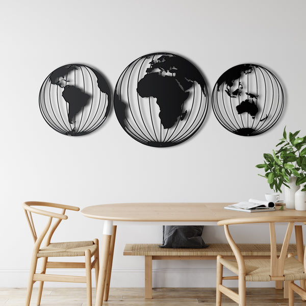 World Map Metal Wall Art