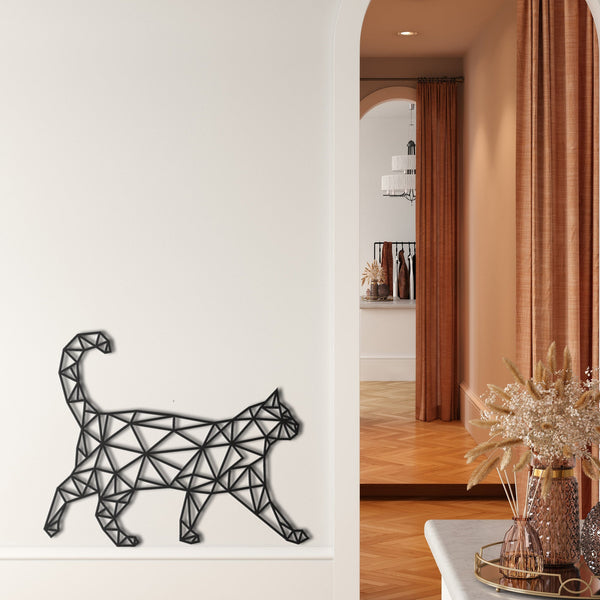 Geometric Cat Metal Wall Art