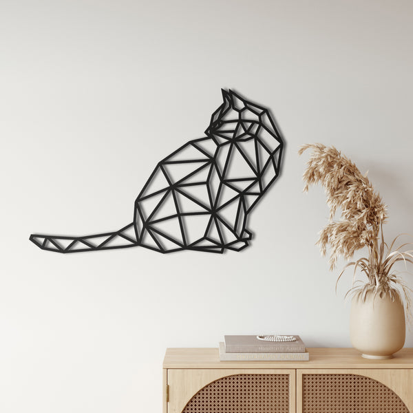 Geometric Cat Metal Wall Art