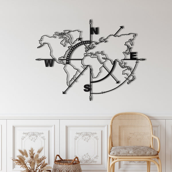 World Map Empty Metal Wall Art