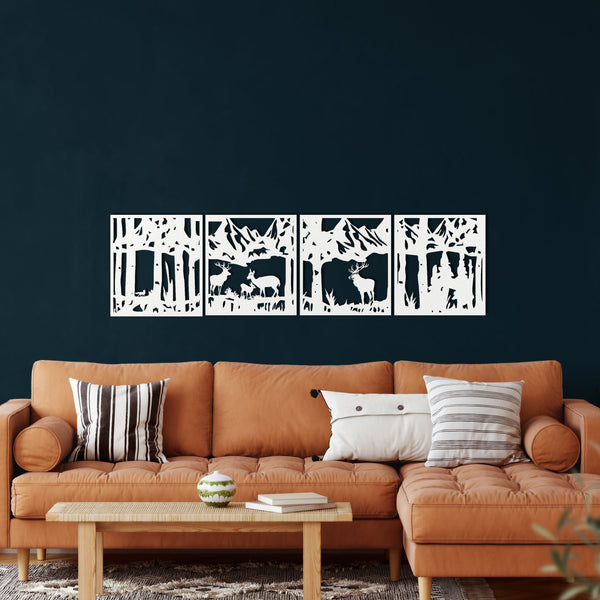 Deer Family Metal Wall Art