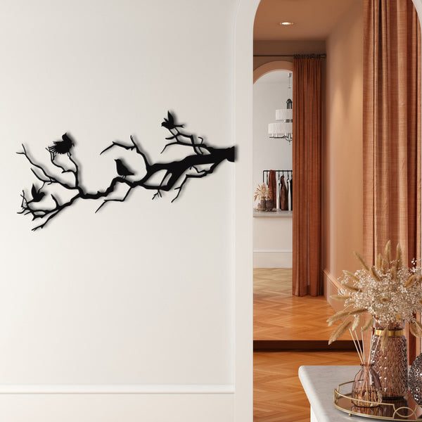 Birds on Branch Metal Wall Art