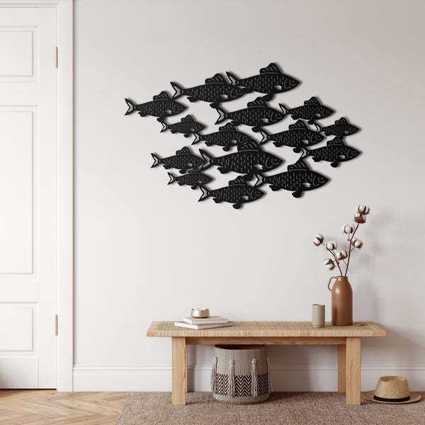 Fish Shoal Metal Wall Art