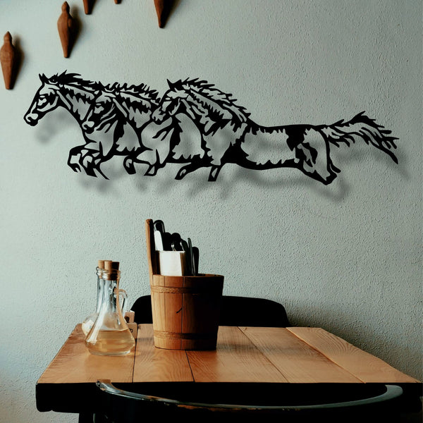 Running Horses Metal Wall Art