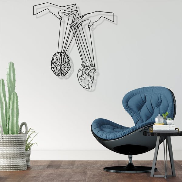 Brain and Heart Metal Wall Art