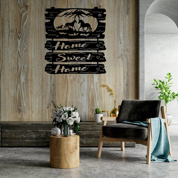 Home Sweet Home Horse Metal Wall Art