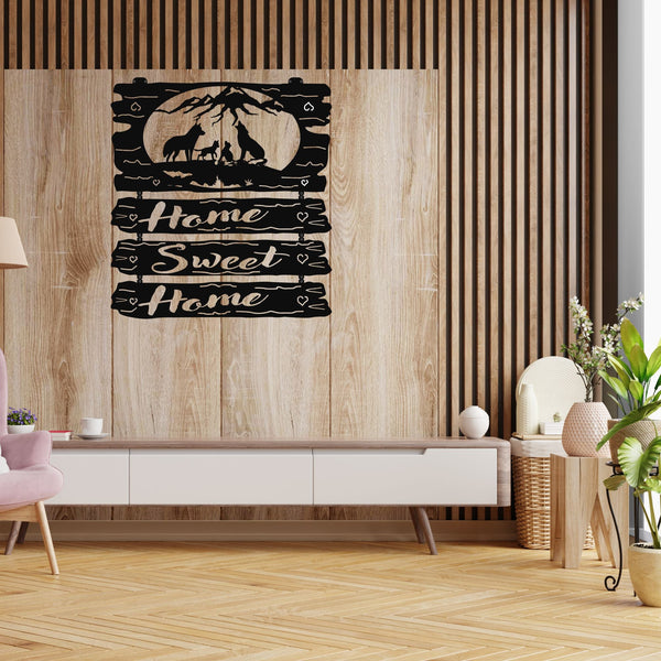 Home Sweet Home Wolf Metal Wall Art