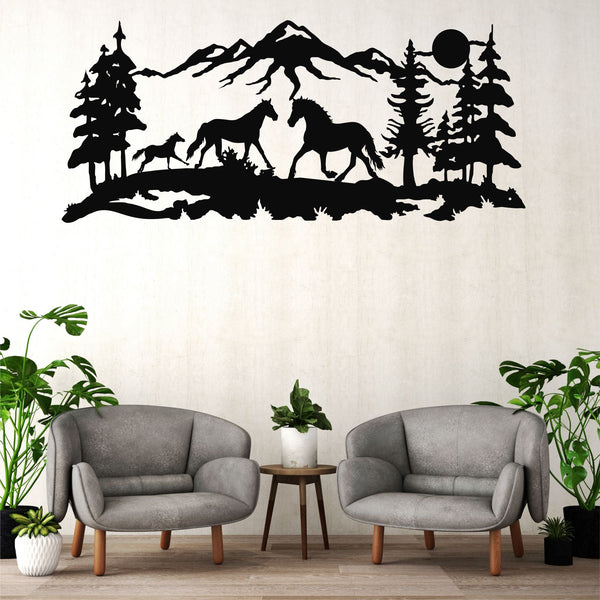 Horse Family Metal Wall Art