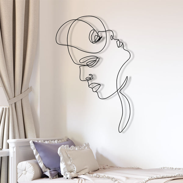 Woman and Man Abstract Face Metal Wall Art