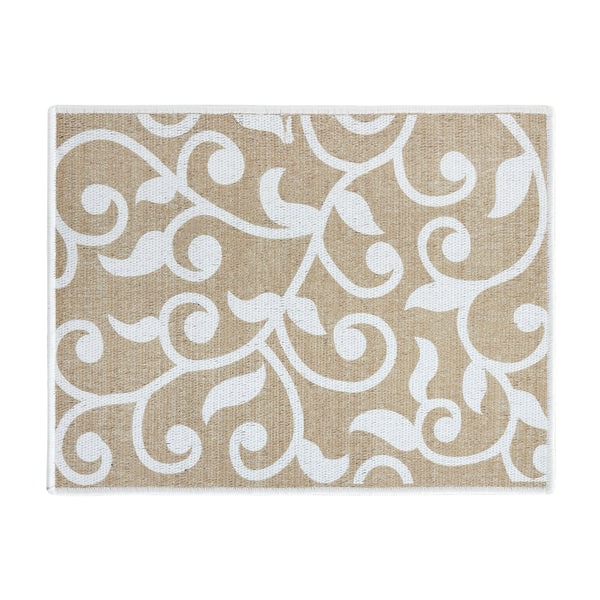 Floral Pattern Large Dish Drying Mat for Kitchen Counter |24 x 18 x 0.25 Inches | Beige