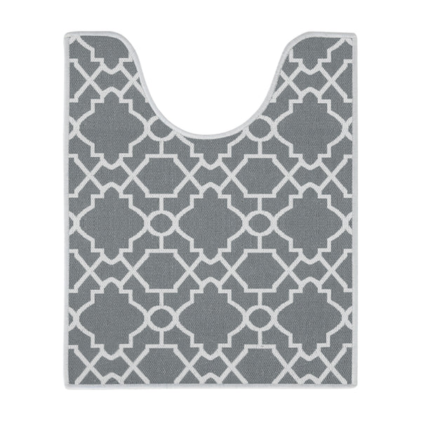 Geometric Graphic Design U Shape Bathroom Rug | 20”x24" | Gray