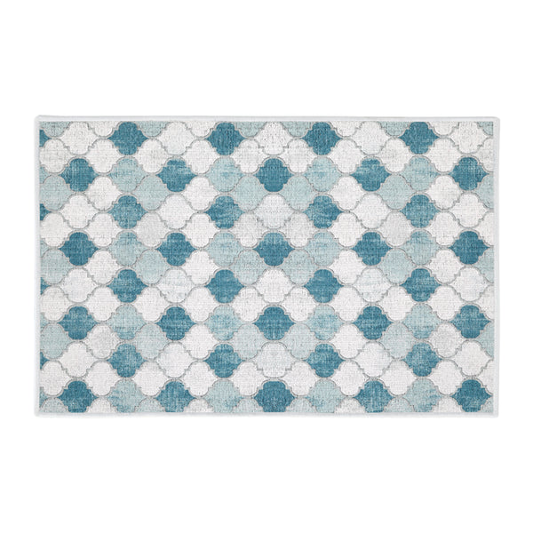 Moroccan Design Multipurpose Floor Mat | 20"x31" | Gray&Blue