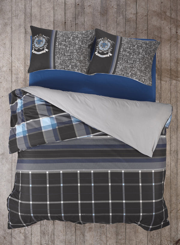 Blue Gray Royalty Duvet Cover Set | Anthracite