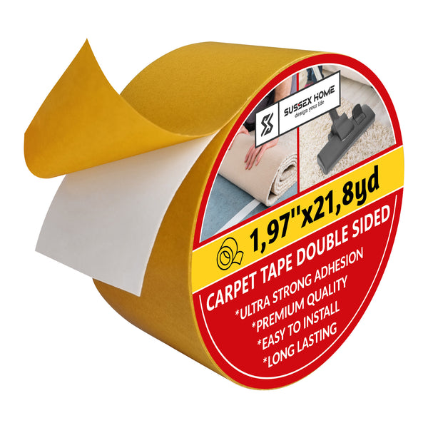 Sussexhome Double Sided Carpet Tape - 1.97”X21,8 yd Roll, White